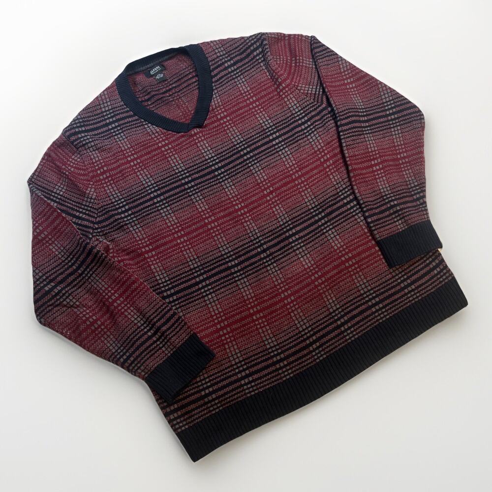 Alfani Mens Sweater 2XL V Neck Regular Fit Pullover Black Red Grey XXL
